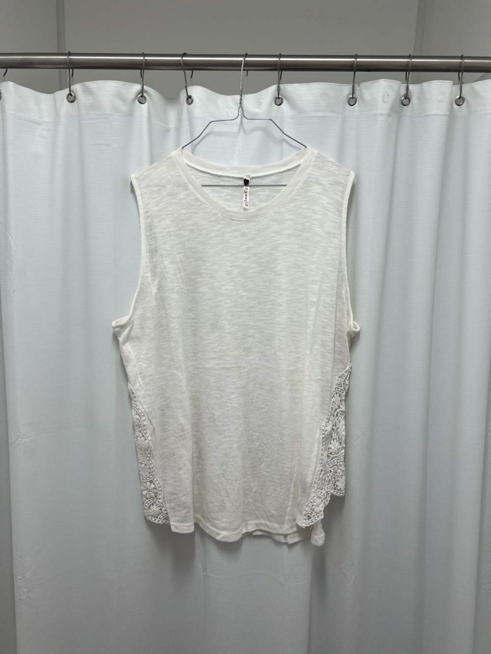 NWOT Poof! Ivory Sleeveless Tank with Lace Side Panels